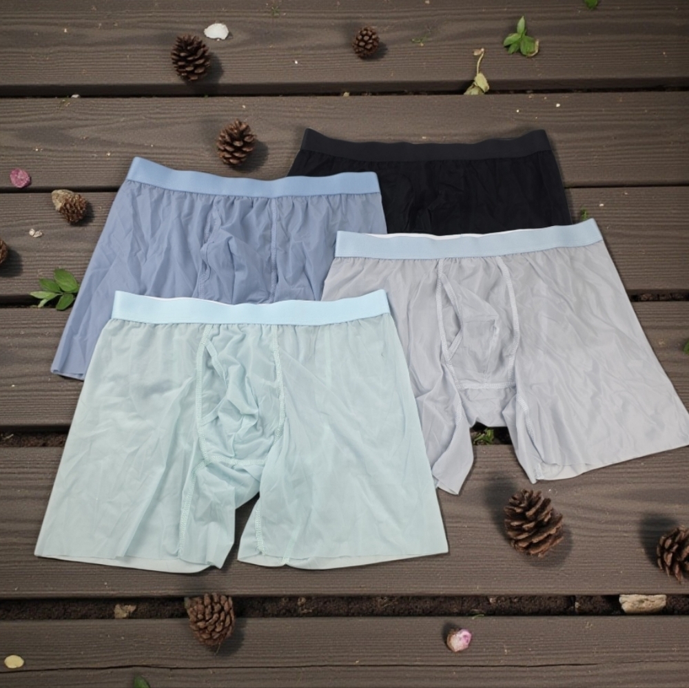 NWT Set Of 4‎ Men's Sheer Boxer Briefs Set - Black, Blue, Gray, Seafoam Sz Small